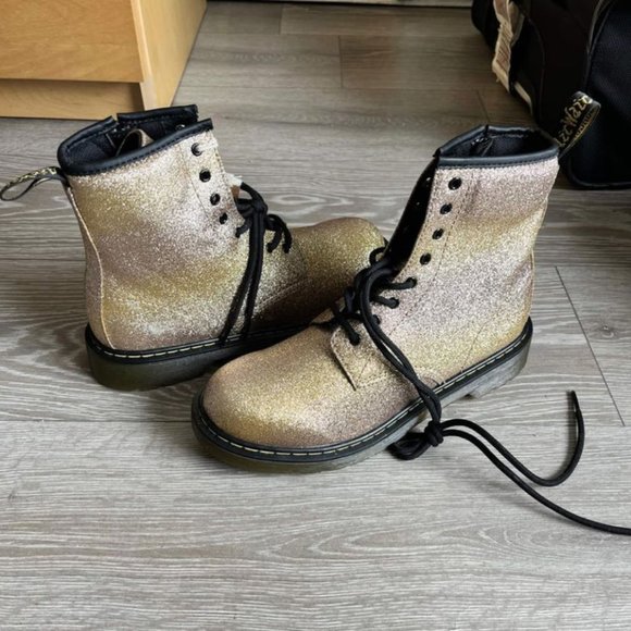 Women's Dr. Martens Gold Glitter 1460 Pascal Boots - Picture 2 of 3